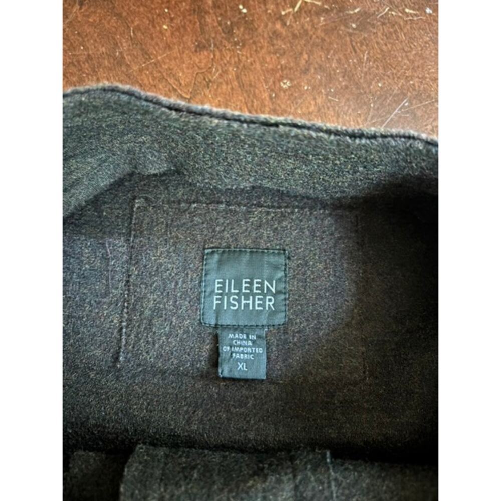 Eileen Fisher Jacket Cardigan Blazer XL 100% Wool Brown Button Front Classy - Picture 7 of 7